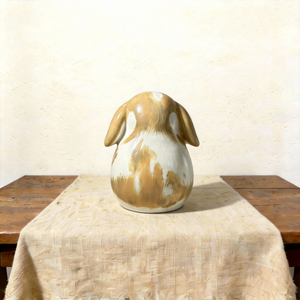 Rabbit Shape Urn — custom hand-painted pet urn for ashes by Farbe Ceramics