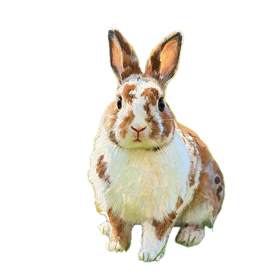 Painted portrait of a brown and white rabbit, from a guide on how to keep rabbits cool in summer