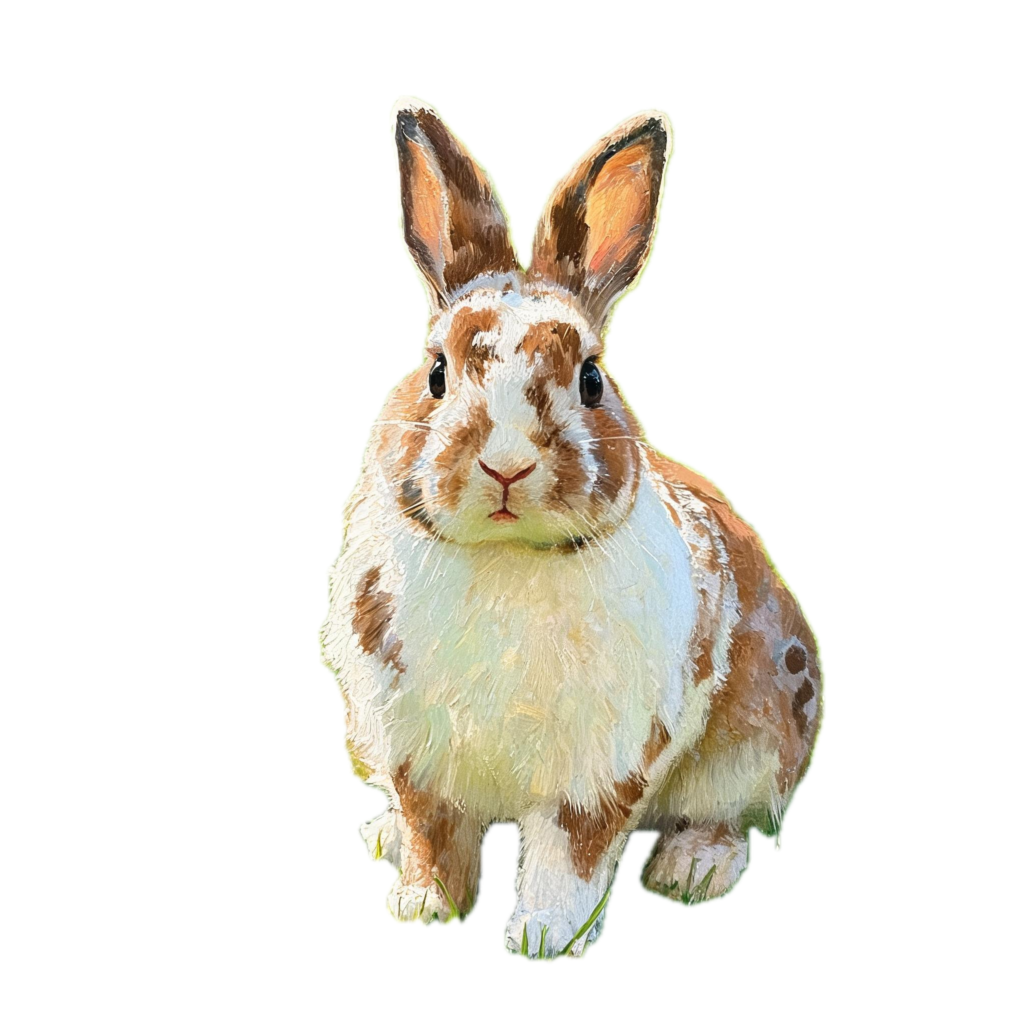 Painted portrait of a brown and white rabbit, from a guide on how to keep rabbits cool in summer