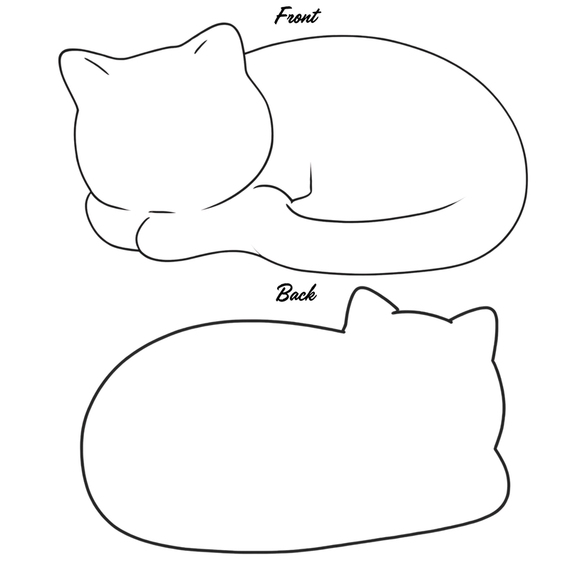 Sleeping cat urn, front and back