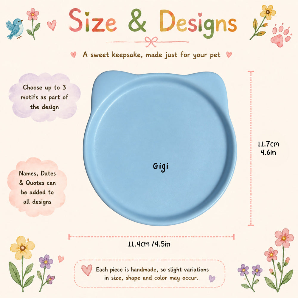 Cat-face dish size guide